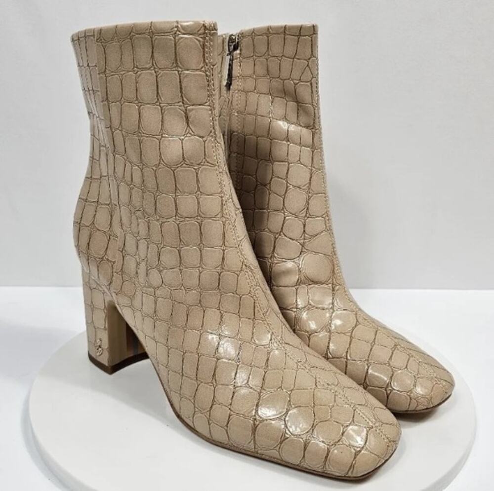 Sam Edelman Fawn Chai Croc Patent Mid boot sz 6